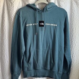 The North Face teal Blue Hoodie with Logo